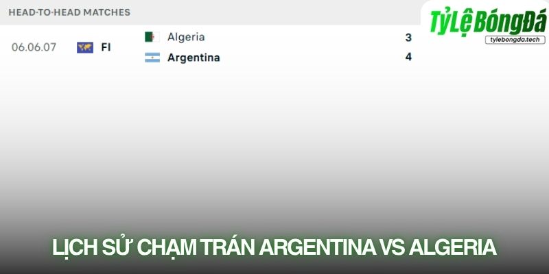 Lịch sử đối đầu Argentina vs Algeria