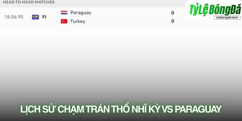 Lịch sử đối đầu Thổ Nhĩ Kỳ vs Paraguay