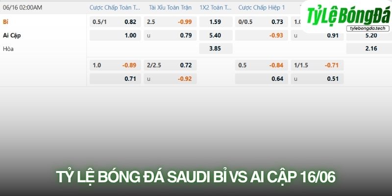 Tỷ lệ bóng đá Bỉ vs Ai Cập 16/06